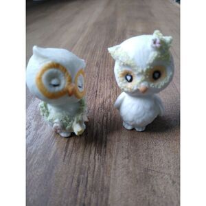 Two Vintage Mini Napcoware White Owl Figurines  Bone China